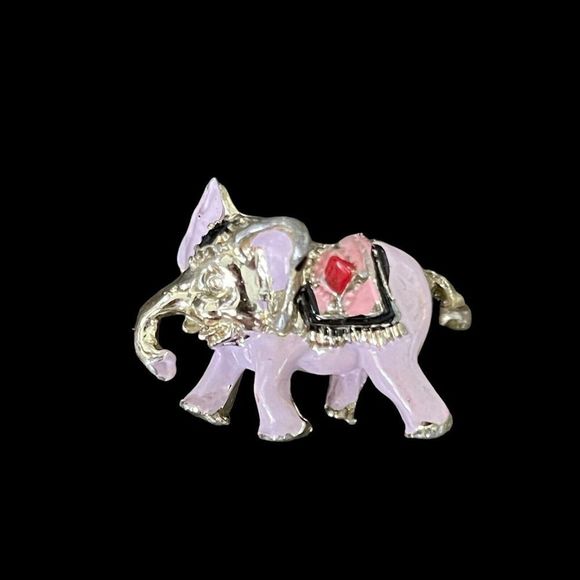 Vintage Purple Enamel Elephant Scatter Pin Brooch Gold Tone Figural - Picture 1 of 4